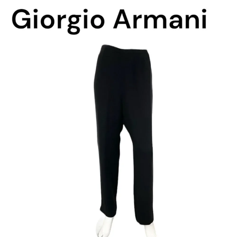 Giorgio Armani Vestiimenta Spa 100% Silk Tailored Pants Trousers Black 32/ M